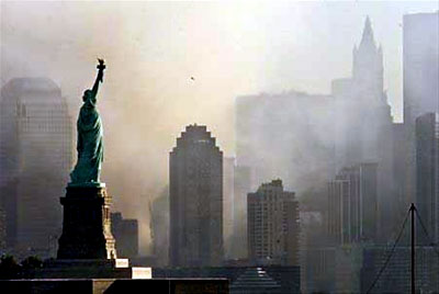 Thick smoke fills the air near Ground Zero